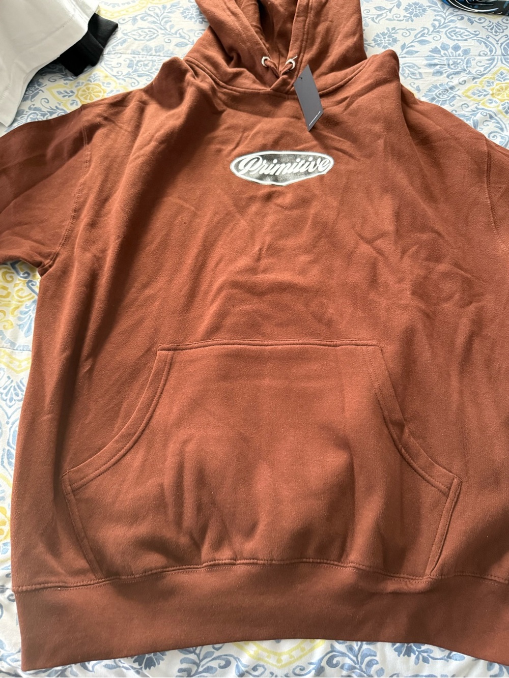 Primitive Men's Rust Brown Crewneck Hoodie with White Logo